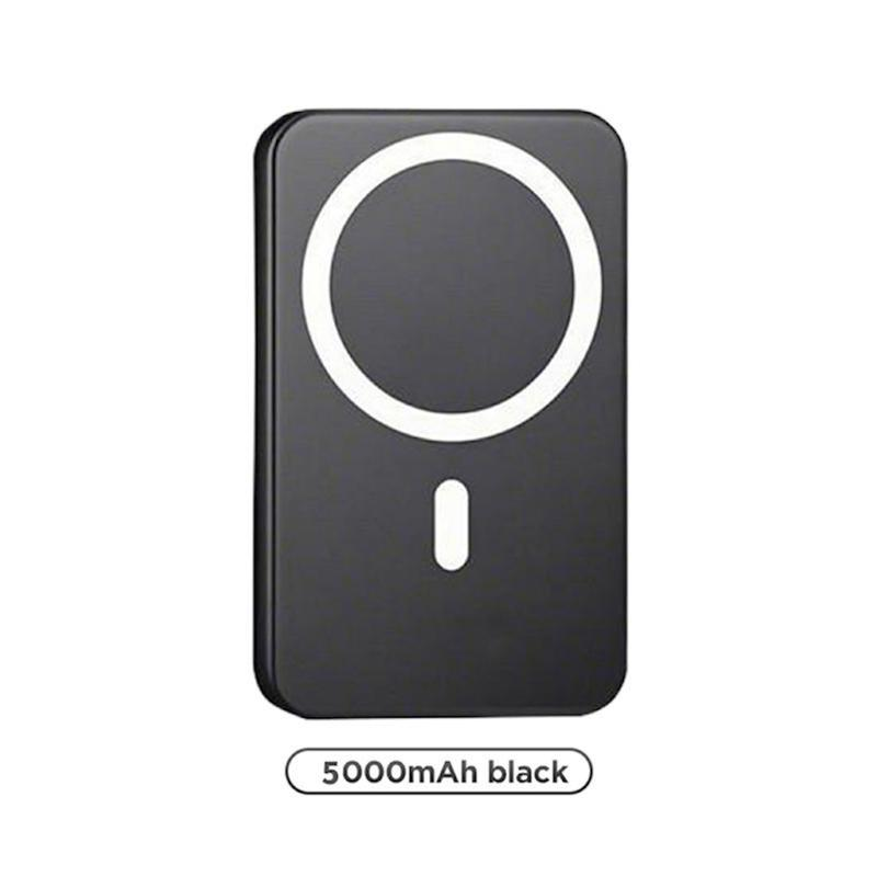 Magnetic Wireless Power Bank 5000Mah, Magsafe-Compatible Portable Charger, up to 15W Wireless Charging, USB-C PD up to 20W, Slim Mini Battery Pack for Iphone 12–17 & Qi Android Devices (Ring Included)
